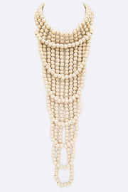 LA Jewelry Plaza Ivory / O/S Colored Wooden Beads Statement Necklace