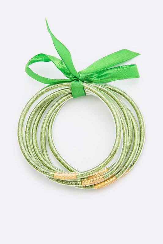 LA Jewelry Plaza Lime / O/S Gold Dust Stacking Bracelet Set