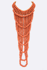 LA Jewelry Plaza Orange / O/S Colored Wooden Beads Statement Necklace