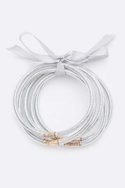 LA Jewelry Plaza Silver / O/S Gold Dust Stacking Bracelet Set