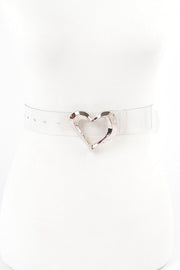 LA Jewelry Plaza Silver / O/S Plus Size Hammered Heart Shape Transparent Belt