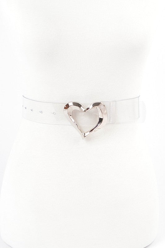 LA Jewelry Plaza Silver / O/S Plus Size Hammered Heart Shape Transparent Belt