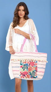 LA Jewelry Plaza Tote Bags AS PREVIEW / O/S Sea Life Beaded Embroidered Oversize Tote Bag