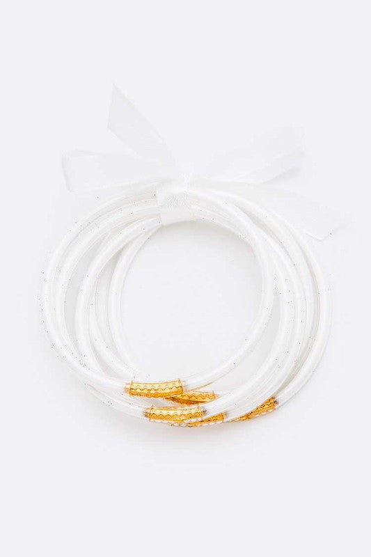 LA Jewelry Plaza White / O/S Gold Dust Stacking Bracelet Set