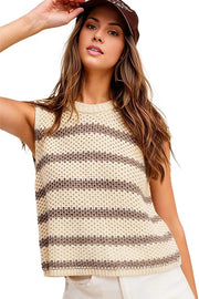 Chunky Stripe Sleeveless Sweater Top