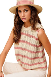 Chunky Stripe Sleeveless Sweater Top