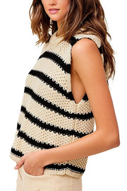 Chunky Stripe Sleeveless Sweater Top