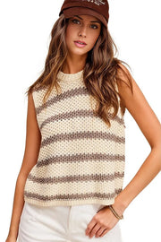 Chunky Stripe Sleeveless Sweater Top