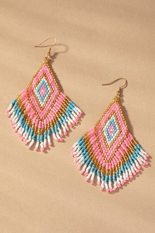 Earrings Multi / one size Boho seed bead drop earrings