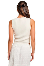 Satin Bow Detail Sleeveless Sweater Top