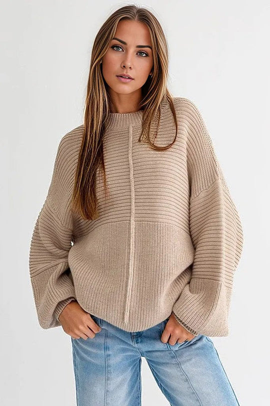 H GREY / XS Ribbed Knitted Sweater
