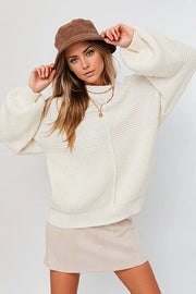 LE LIS Shirts & Tops WHITE / XS Ribbed Knitted Sweater