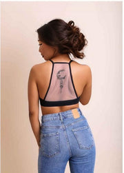 Crescent Moon Dream Catcher Tattoo Mesh Bralette