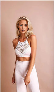 Crochet Lace High Neck Bralette