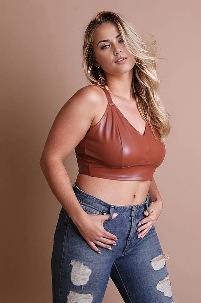 Curvy Faux Leather Longline Bralette Plus Size