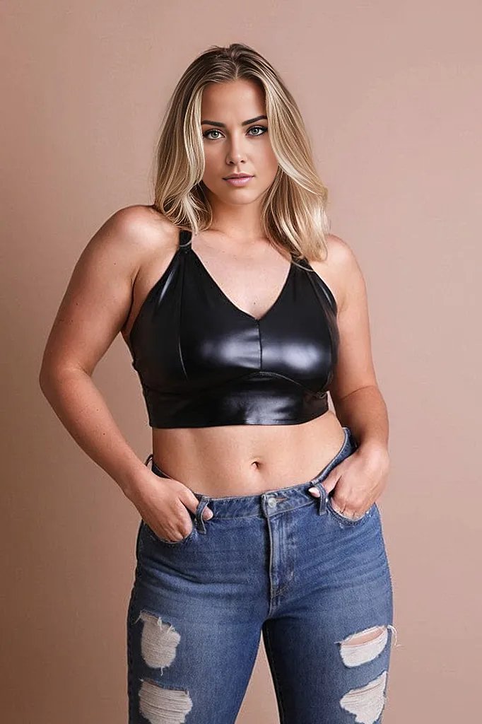 Curvy Faux Leather Longline Bralette Plus Size