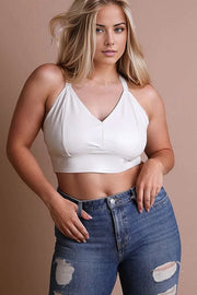 Curvy Faux Leather Longline Bralette Plus Size