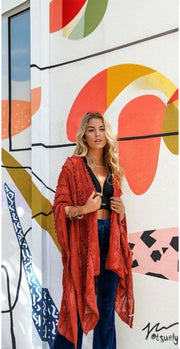 Embroidered Zig Zag Soft Kimono