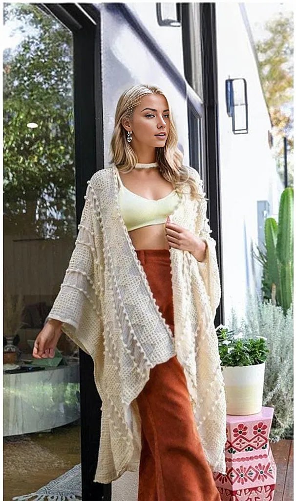 Embroidered Zig Zag Soft Kimono