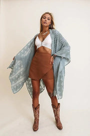 Embroidered Zig Zag Soft Kimono