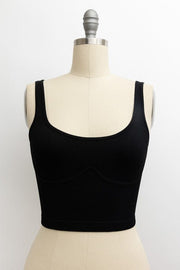 Black / XS/S Ribbed Underline Seams Brami Top