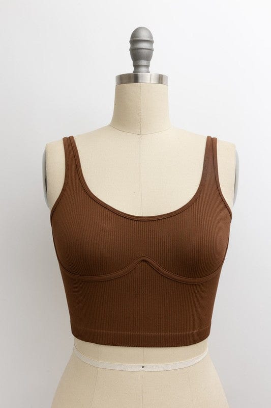 Brown / XS/S Ribbed Underline Seams Brami Top