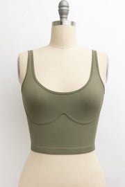 Leto Accessories Tops Olive / XS/S Ribbed Underline Seams Brami Top