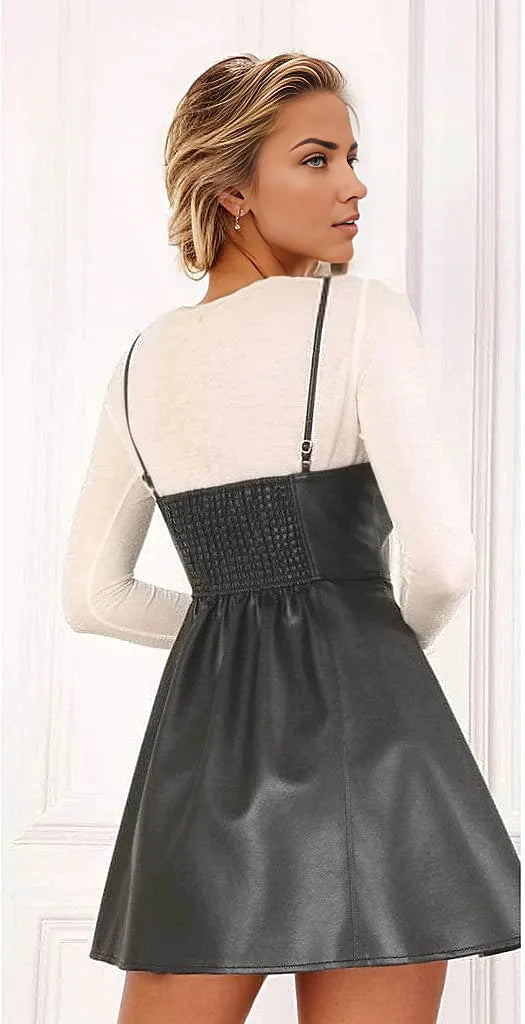 Cassie Vegan Leather Bustier Mini Dress