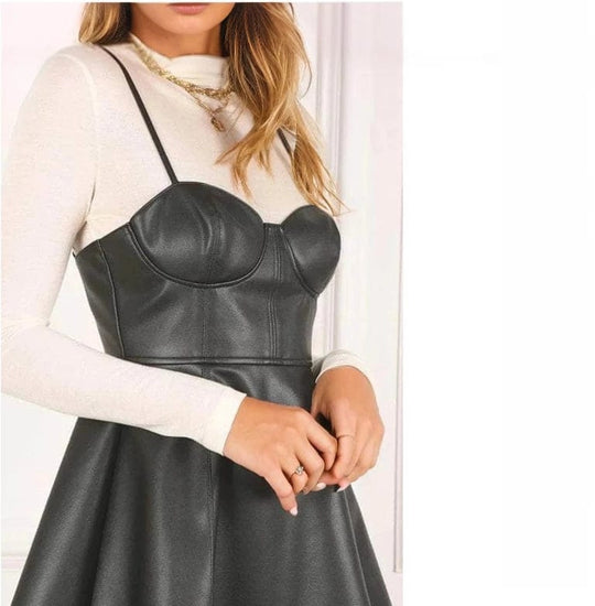 Cassie Vegan Leather Bustier Mini Dress