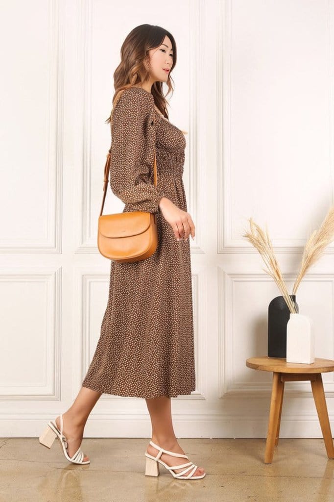 Lilou Midi Dresses Square Neck Vintage Puff Dress