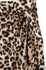 Satin Leopard tie skirt