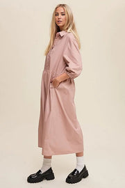 Tessa Button Front Puff Sleeve Babydoll Maxi Dress