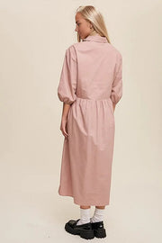 Tessa Button Front Puff Sleeve Babydoll Maxi Dress