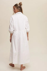 Tessa Button Front Puff Sleeve Babydoll Maxi Dress