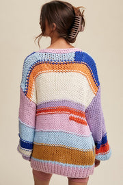 Listicle Sweaters & Cardigans/Cardigans Hand Knit Multi Striped Cardigan