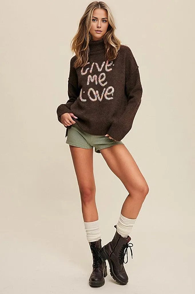 Give Me Love Stitched Mock Neck Sweater