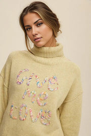 Give Me Love Stitched Mock Neck Sweater