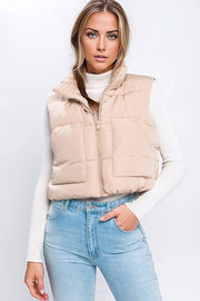 KHAKI / M Puffer Vest With Pockets