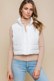 WHITE / S Puffer Vest With Pockets