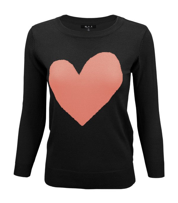Love Heart Crew-neck  12GG Pullover Sweater