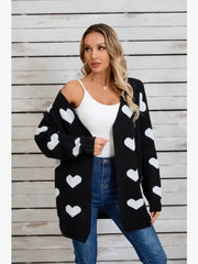 Miss Sparkling Black / S Open Front Heart Cardigan