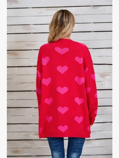 Miss Sparkling Open Front Heart Cardigan