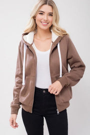 Sherpa Lined Zip Up Hoodie Sweatshirt