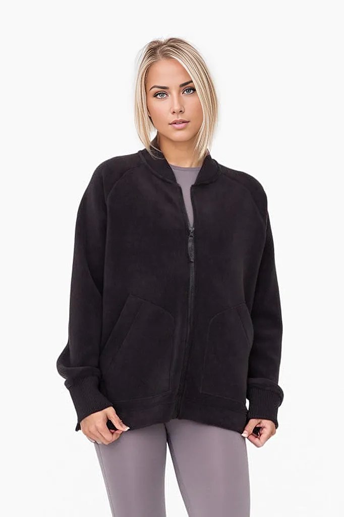 Mono B Coats & Jackets Black / S Microfleece Bomber Jacket