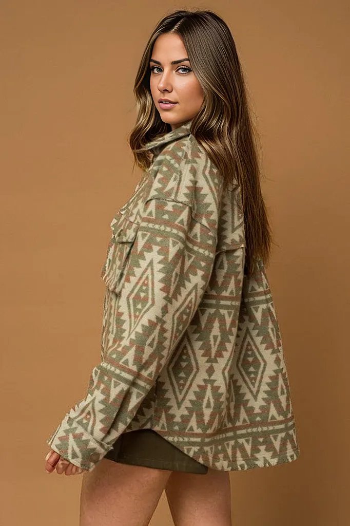 Pocket Aztec Print Jacket