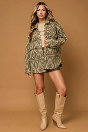 Pocket Aztec Print Jacket