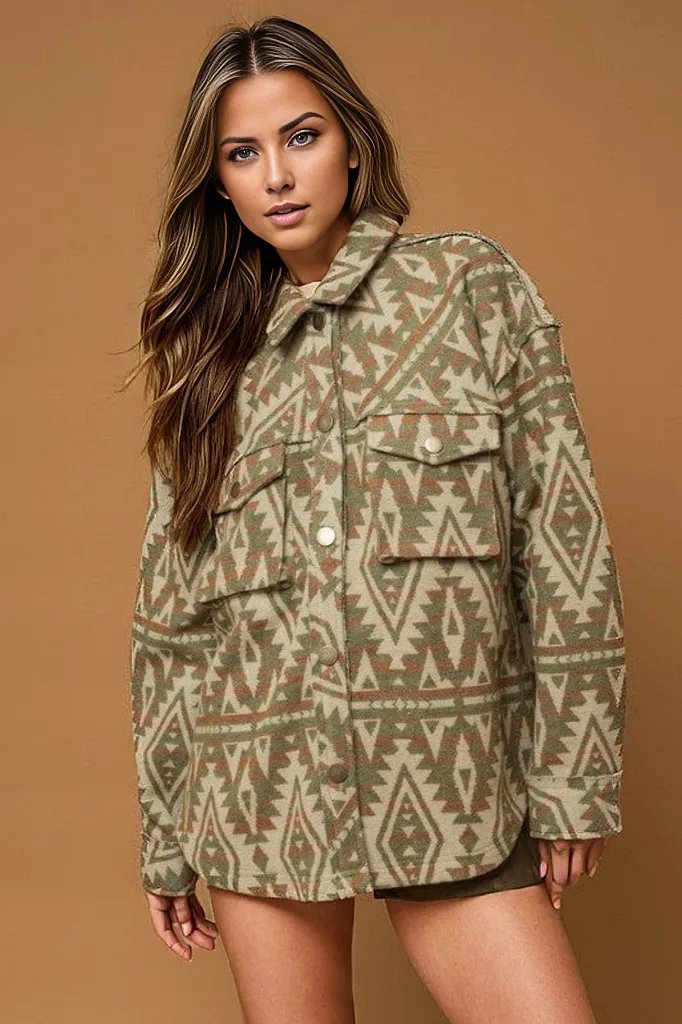 Pocket Aztec Print Jacket