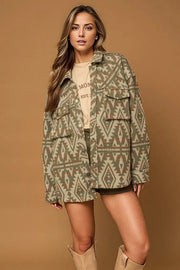 Pocket Aztec Print Jacket