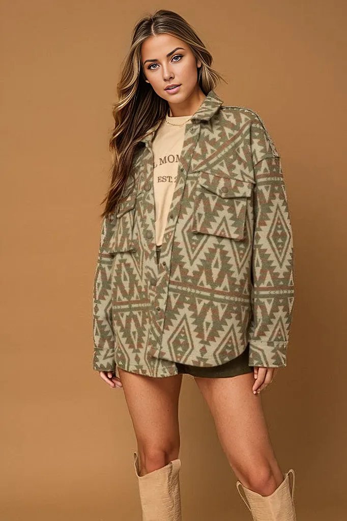 Pocket Aztec Print Jacket