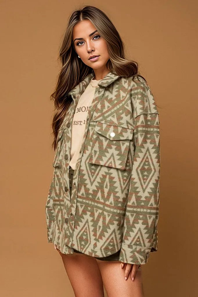 Pocket Aztec Print Jacket